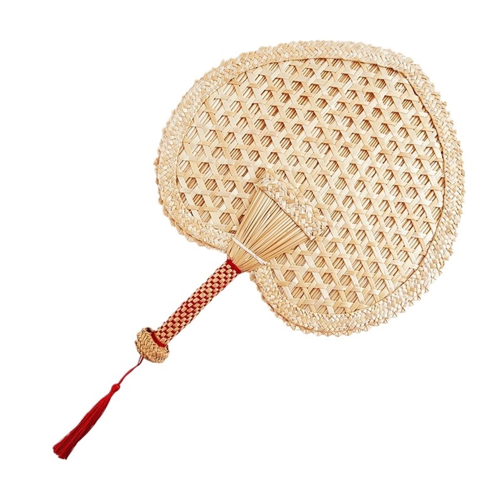 VOPLIVAT Woven Hand Fan, Hand-Woven Straw Fan, Lightweight Handheld, Home Decor, Parties, Outdoor, Multiple Sizes(Size 1)