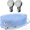 Avilana Silver-Infused Exfoliate Silicone Body Scrubber Blue Suction Hook 2-Pack – Gentle Exfoliation, Quick-Drying, BPA-Free – No-Drill Storage Solution