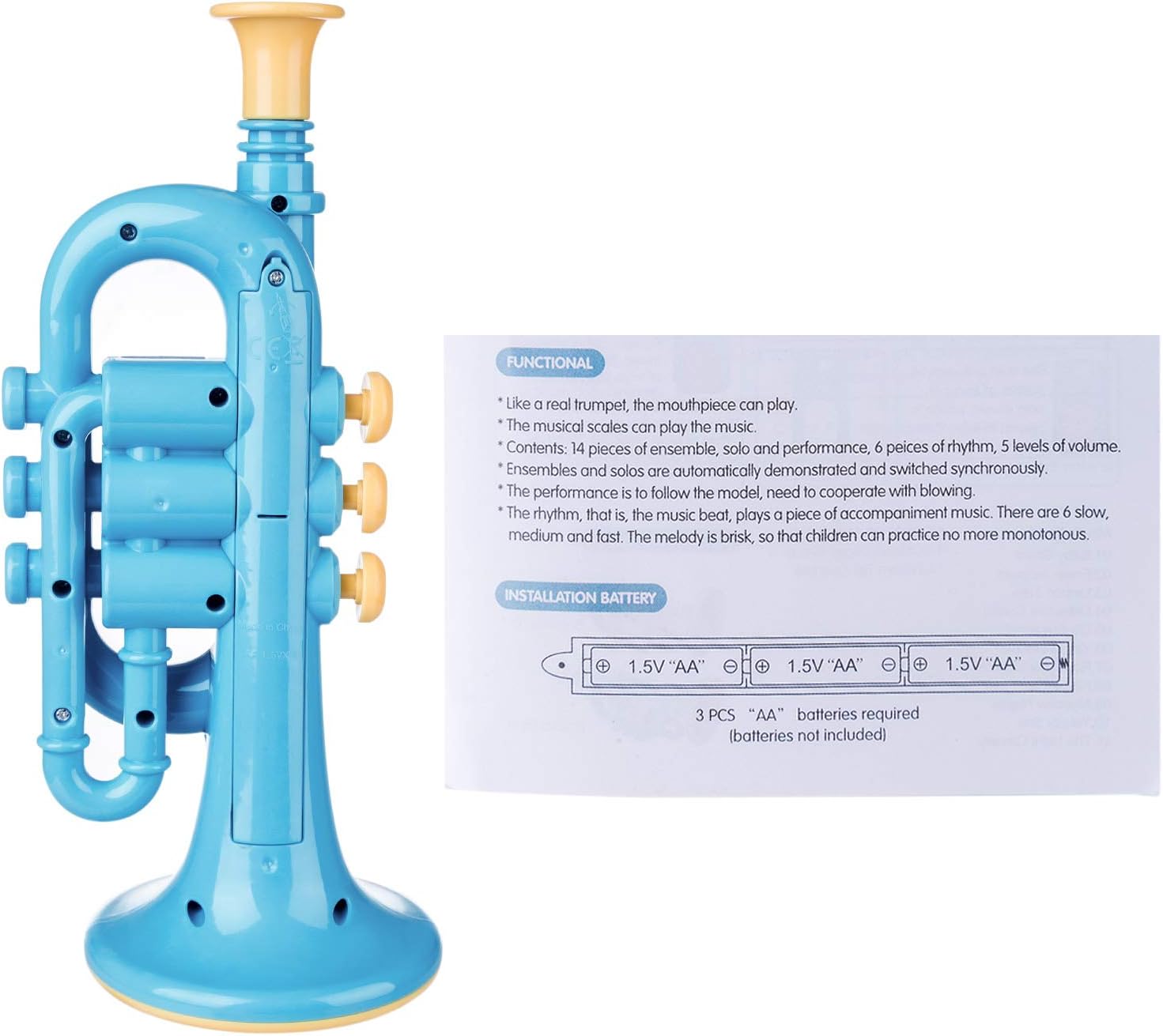Yifan Trumpet Instrument Musical Toy, Simulation Trumpet Musical Instrument Toys for Kids to Play with Music Light- Begonia Red : Toys & Games