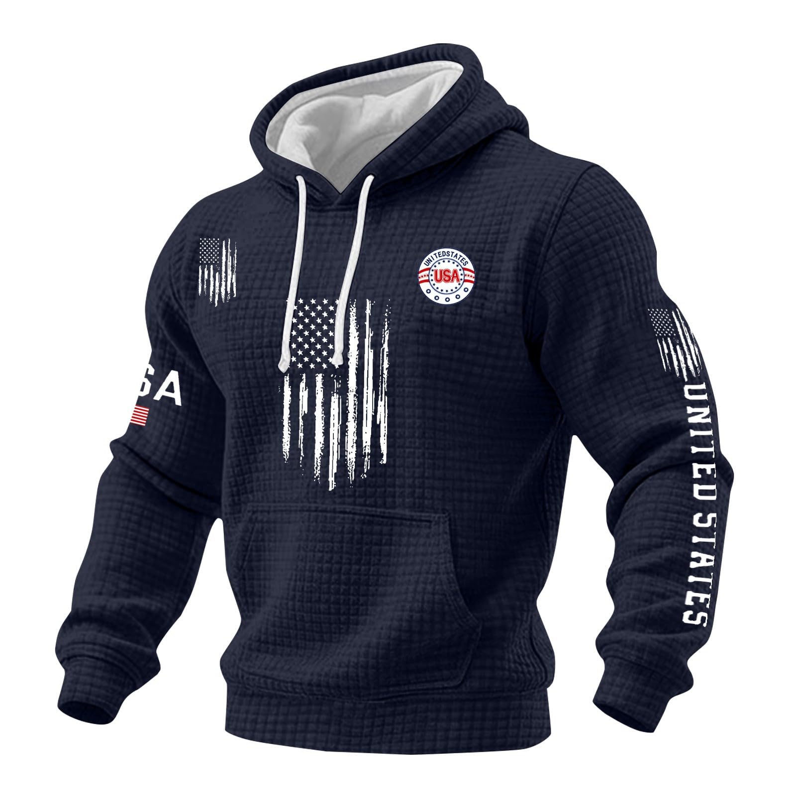 Sudadera con capucha de algodón con diseño estampado de la bandera americana 4