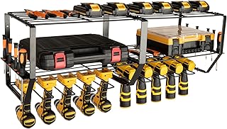 simesove Power Tool Organizer,Heavy Duty Metal Garage Tool Organizer and Storage,Wall Mount Cordless Drill Storage with 10 Drill Holder,Power Tool Storage Rack for Garage Organization