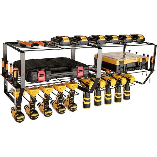 simesove Power Tool Organizer,Heavy Duty Metal Garage Tool Organizer and Storage,Wall Mount Cordless Drill Storage with 10 Drill Holder,Power Tool Storage Rack for Garage Organization