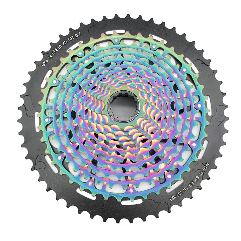 PiñOn Bicicleta MTB 12 velocidades 10-52T Cassette Ultimate Can Freewheel 385g Cassette Colorido Ultraligero Cassettes Y PiñOnes para Bicicletas(Color:Rainbow 10-52T XD)