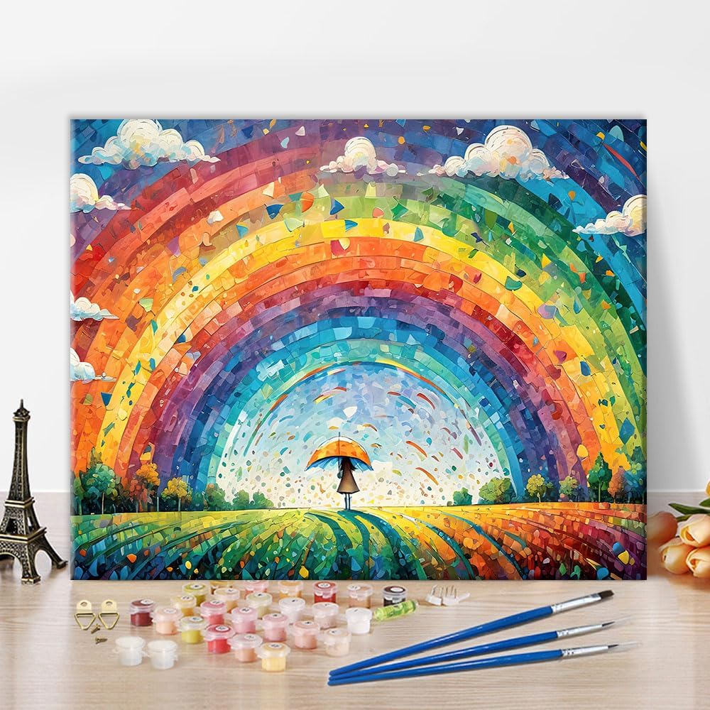 TUMOVO Paint by Number for Adults, Colorful Rainbow Paint by Numbers, Easy Painting by Numbers Kits, Fantasy Colors Artwork DIY Oil for Adults Painting Craft Kits for Adult, 16 X20 Inch