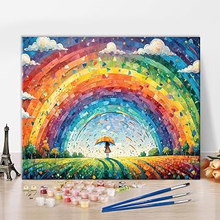 Paint by Number for Adults, Colorful Rainbow Paint by Numbers, Easy Painting by Numbers Kits, Fantasy Colors Artwork DIY Oil for Adults Painting Craft Kits for Adult, 16 X20 Inch