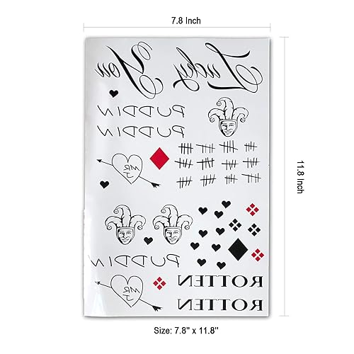 Miniatura 6 de Calcomanías de tatuaje falsas, 3 hojas de tatuajes temporales para mujer y 3 hojas de tatuajes para Halloween, disfraces, cosplay, fiestas,