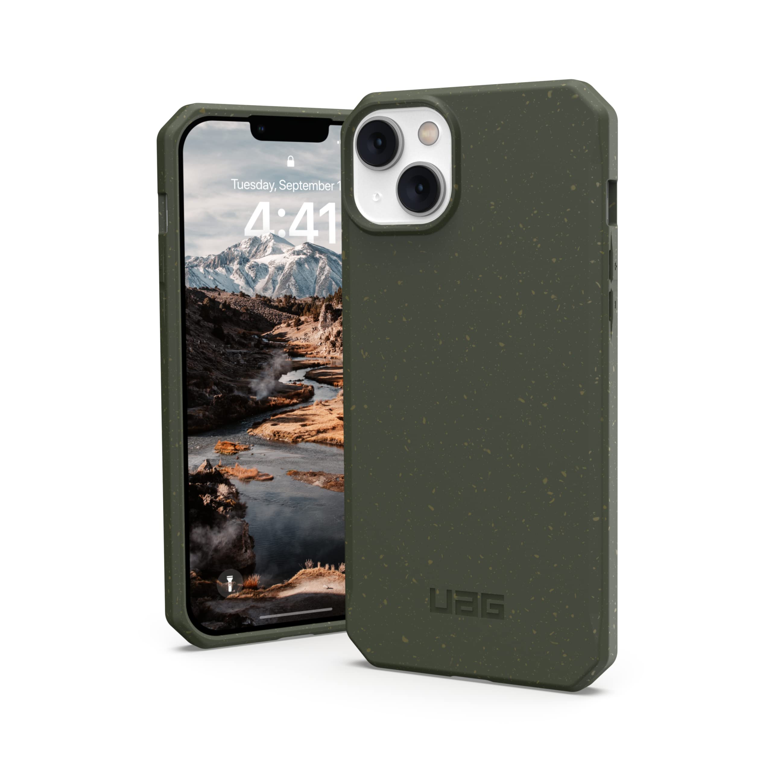 UAG Designed for iPhone 14 Plus Case Green Olive 6.7" Outback Bio Ultra Thin Eco-Friendly Protective Cover Fully Biodegradable and Compostable Compatible with Wireless Charging