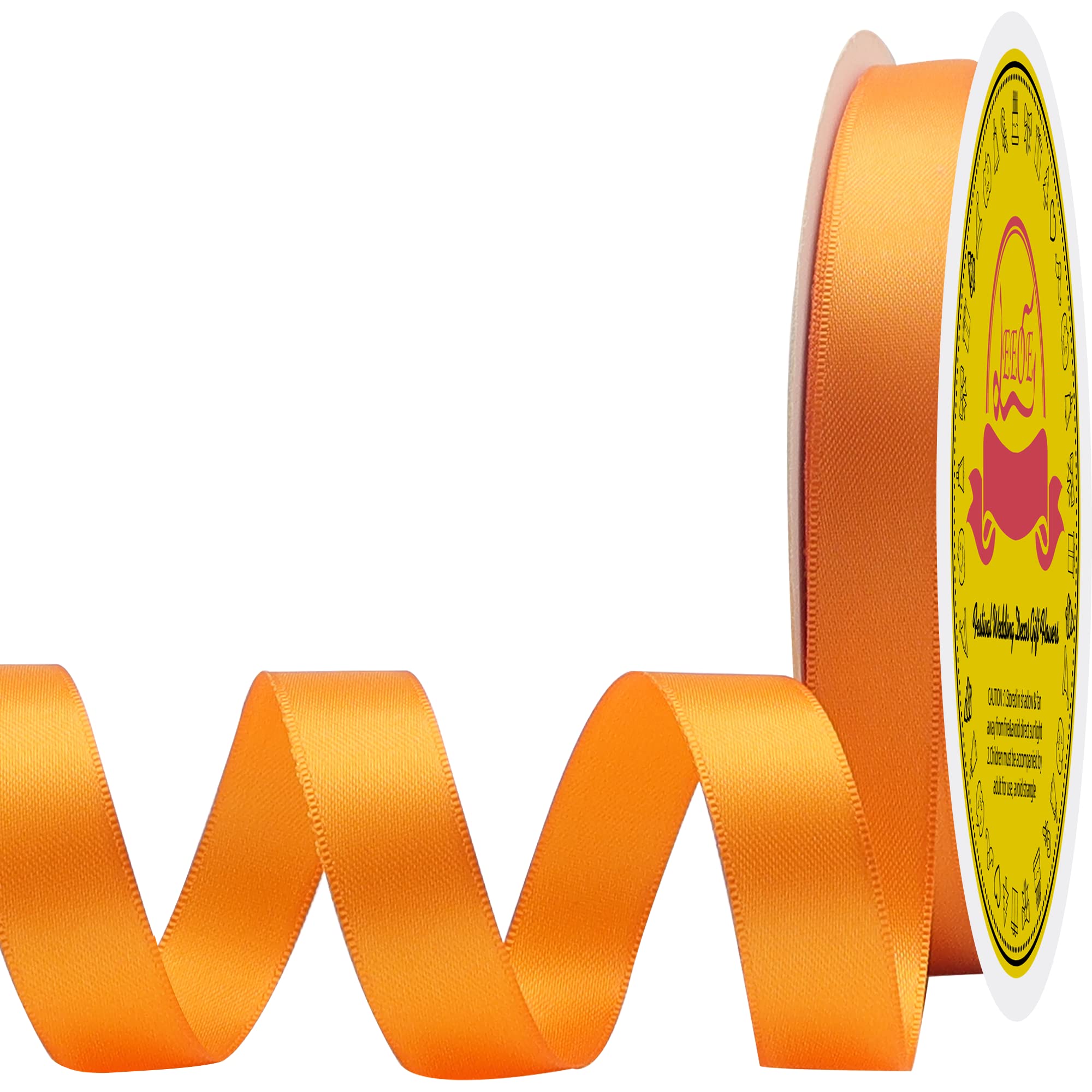 Double Face Autumn Orange Satin Ribbon 5/8 inch X 50 Yards Polyester Autumn Orange Ribbon for Gift Wrapping Very Suitable for Weddings Party Invitation Decorations and More