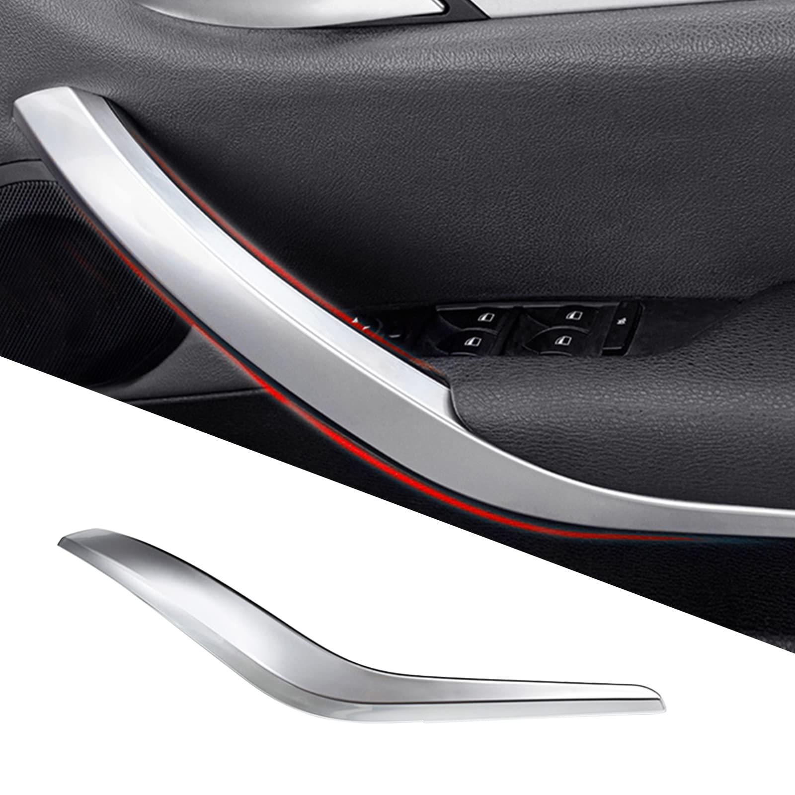 Copertura della maniglia della porta interna per BMW E84, staffa del bracciolo della porta Maniglia della maniglia della porta per BMW X1 2008-2015 (argento)