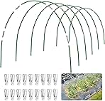 Garden Hoops 7ft Grow Tunnel, 30pcs Greenhouse Support Hoops Rust-Free Frame for Garden Netting Raised Beds Row Cover Fabric, 6 Set DIY Fiberglass for 3 & 4 Ft Wide, 18pcs Clips