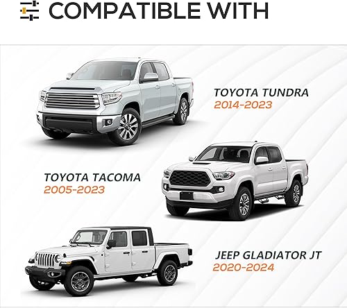 Miniatura 2 de YZONA Bastidor de cama Overland Racks para camión con 2 barras de luz LED compatibles con Toyota Tacoma 2005-2023 y Toyota Tundra 2014-2023 y Jeep