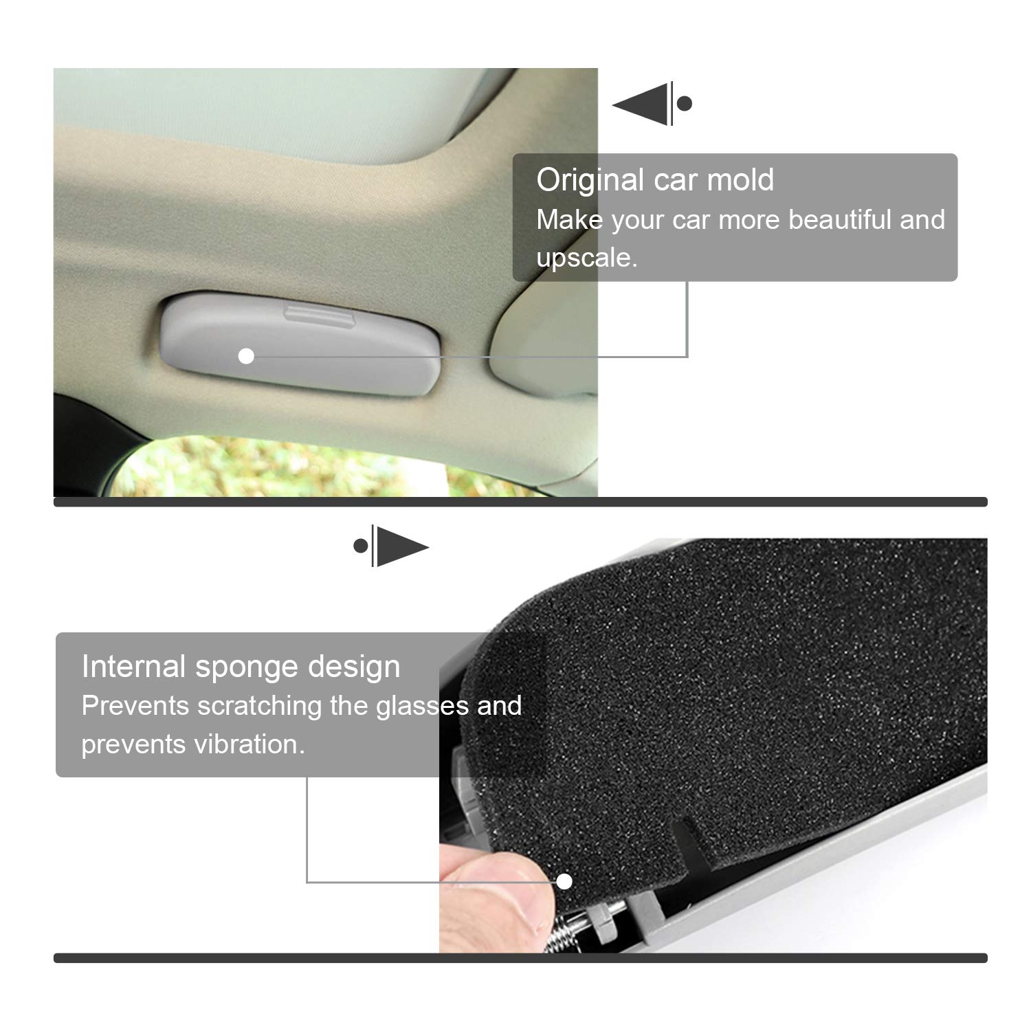 BIXUAN Portaocchiali Compatibile con Mercedes Benz GLA Classe X156 / C-Classe W205 / GLC SUV X253/ B-Classe W246/ A-Classe W176 Organizzatore Occhiali Custodia per Occhiali da Auto Scatola porta