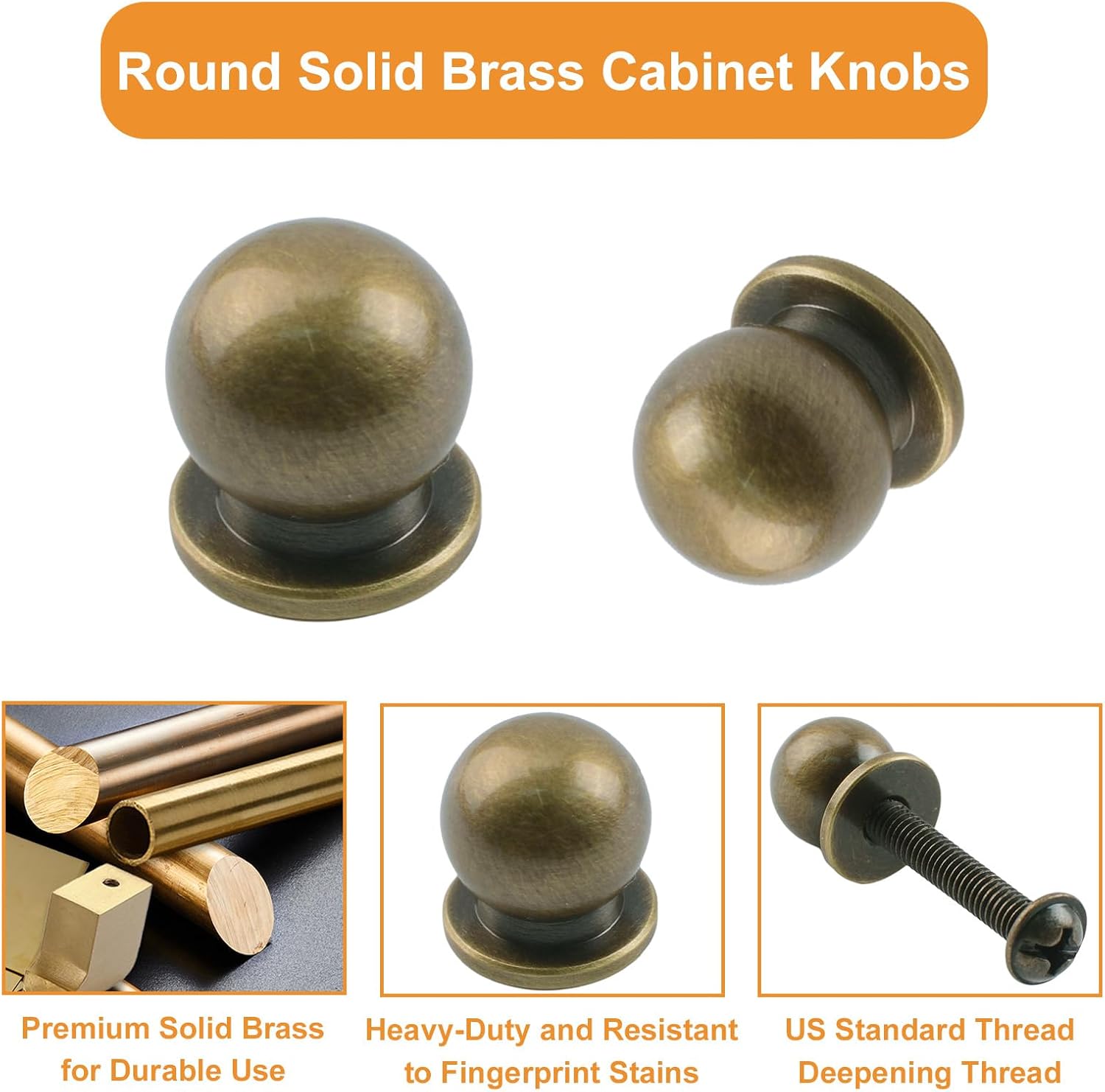 MOROBOR 10 Packs Mini Drawer Pulls, Small Knobs for Jewelry Box Single Hole Knob with Screws Solid Brass Mini Knobs for Mirror Closet Box Wood Box and Other Small Furniture/Bronze