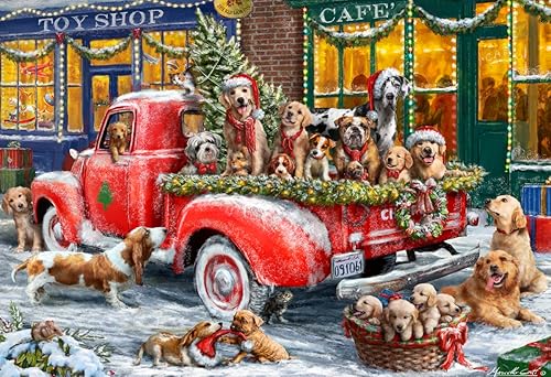 Vermont Christmas Company Rompecabezas de Navidad canino de 100 piezas, piezas grandes, perfecto para niños y personas mayores