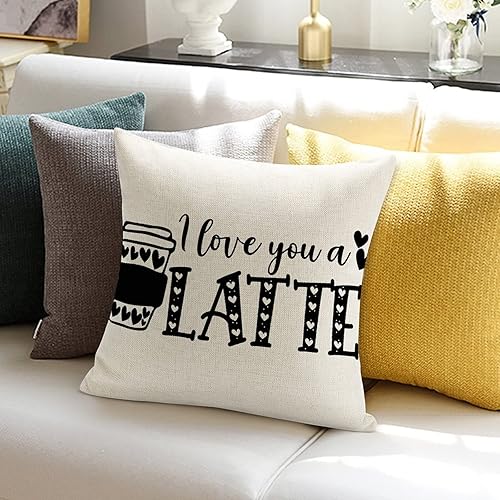 Miniatura 4 de Funda de almohada con texto en inglés "I Love You A Latte" para el día de San Valentín, romántica funda de cojín para boda, compromiso, decoración