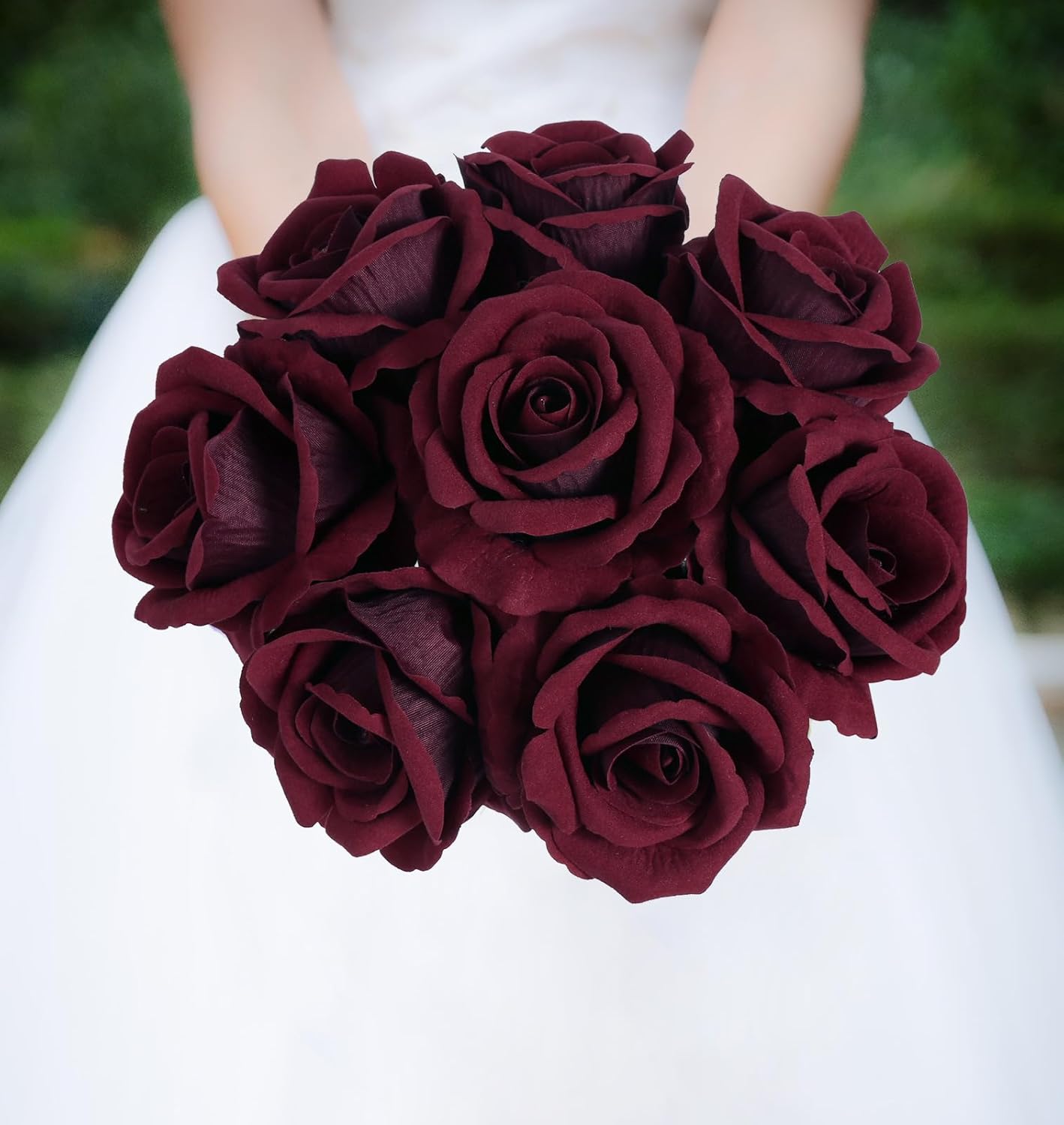 IPOPU 16pcs Burgundy Rose Artificial Flowers 3.93" Large Fake Velvet Rose Bulk Real Touch Silk Flowers Heads for DIY Wedding Bouquet Floral Arrangement Home Party Garden Decorations (Burgundy) - Image 6