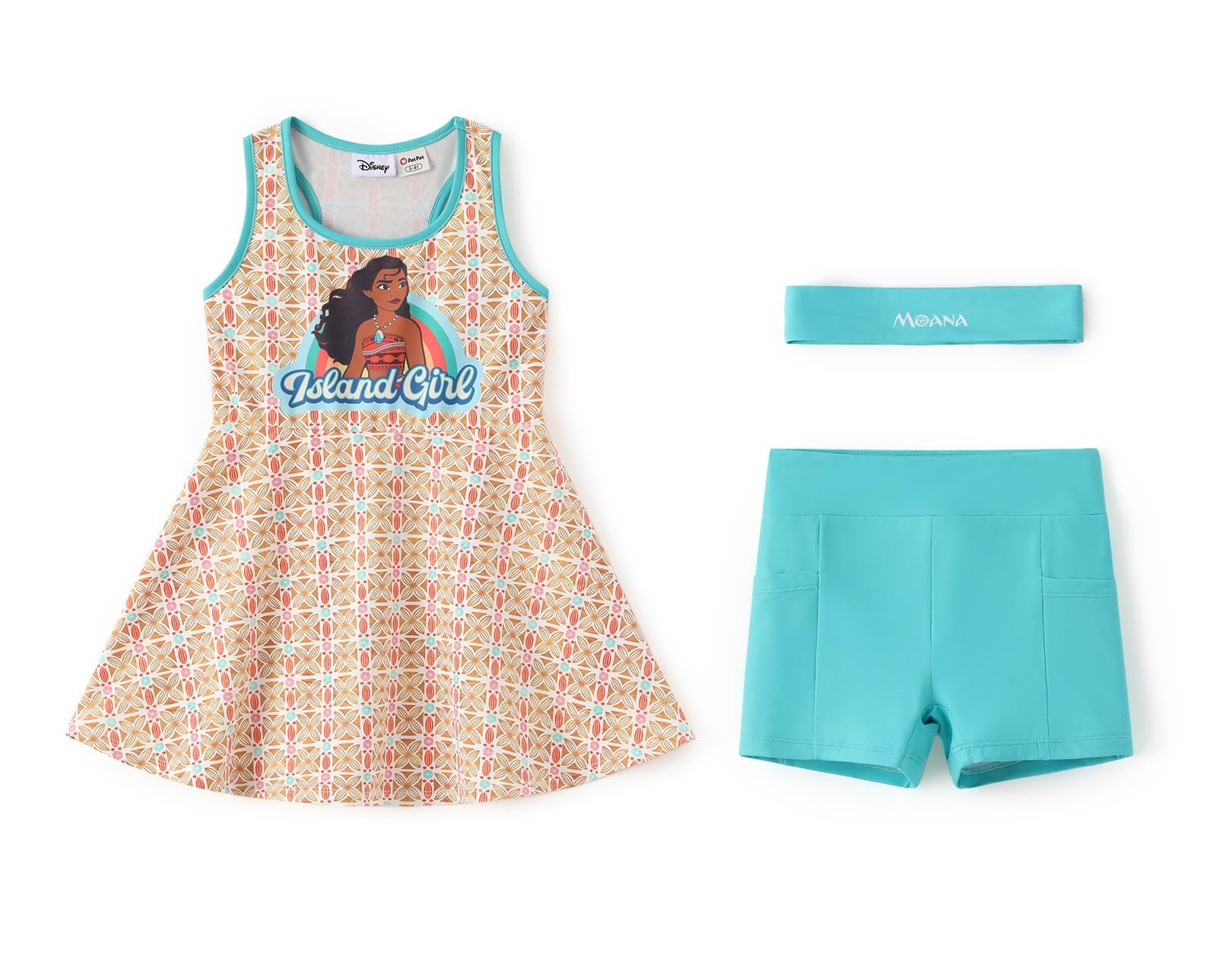 Disney Girls Athletic Dress, Tennis Golf Dress with Headband &amp; Shorts, 2-9Y