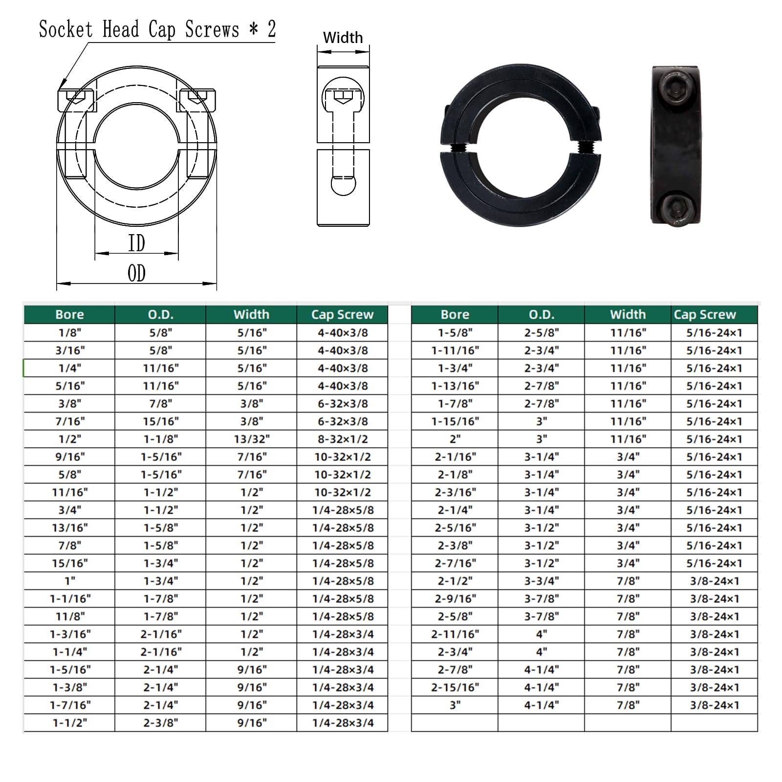 SINOAXISSPACE Shaft Collars (4-Pack) - 1045 Steel -6