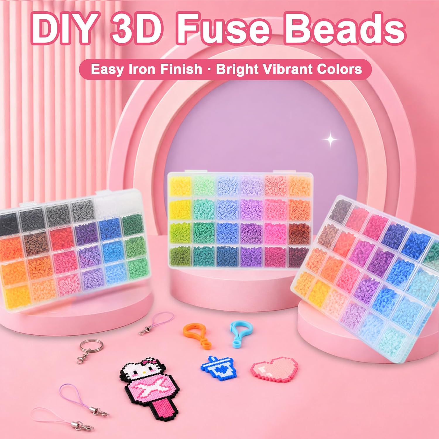 2.6mm Mini Fuse Beads Kit, 32800 PCS, 72 Colors Mini Iron Beads Set