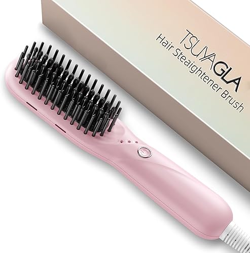 Cepillo alisador de pelo, alisador iónico portátil para mujer, cepillo alisador con 3 ajustes de temperatura, apagado automático de 30 minutos,