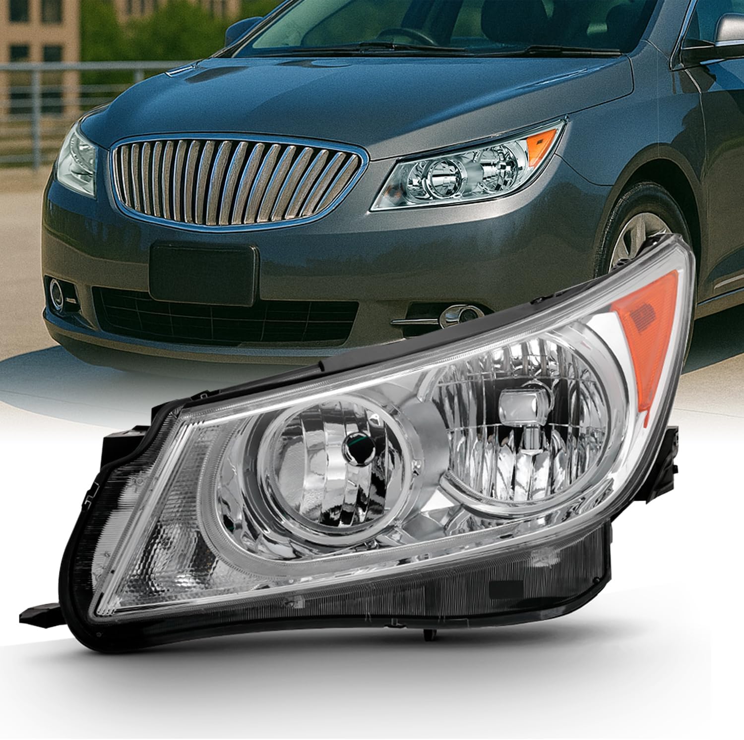 AKKON - For 2010-2013 Buick LaCrosse Headlight Driver Left + Passenger Rlight Side Pair Headlamp Replacement