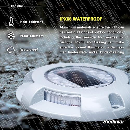 Miniatura 3 de Siedinlar Luces solares para cubierta de entrada, luz LED de muelle alimentada por energía solar, marcadores de carretera impermeables para jardín,