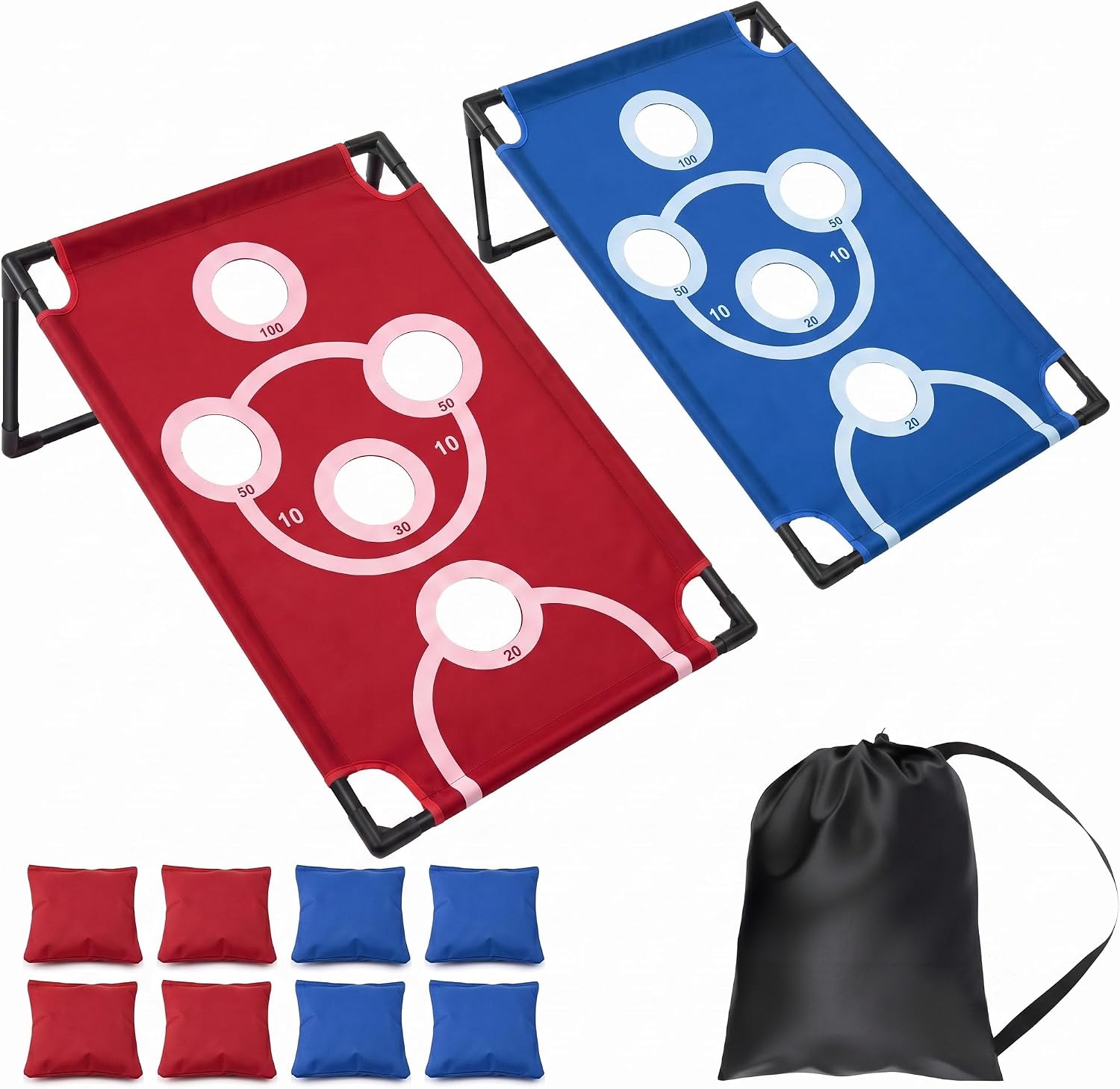 Portable Cornhole Board Set with 8 Bean Bags,Corn Hole Toss Game for Indoor or Outdoor,Great for Camping,Beach and Yard Fun