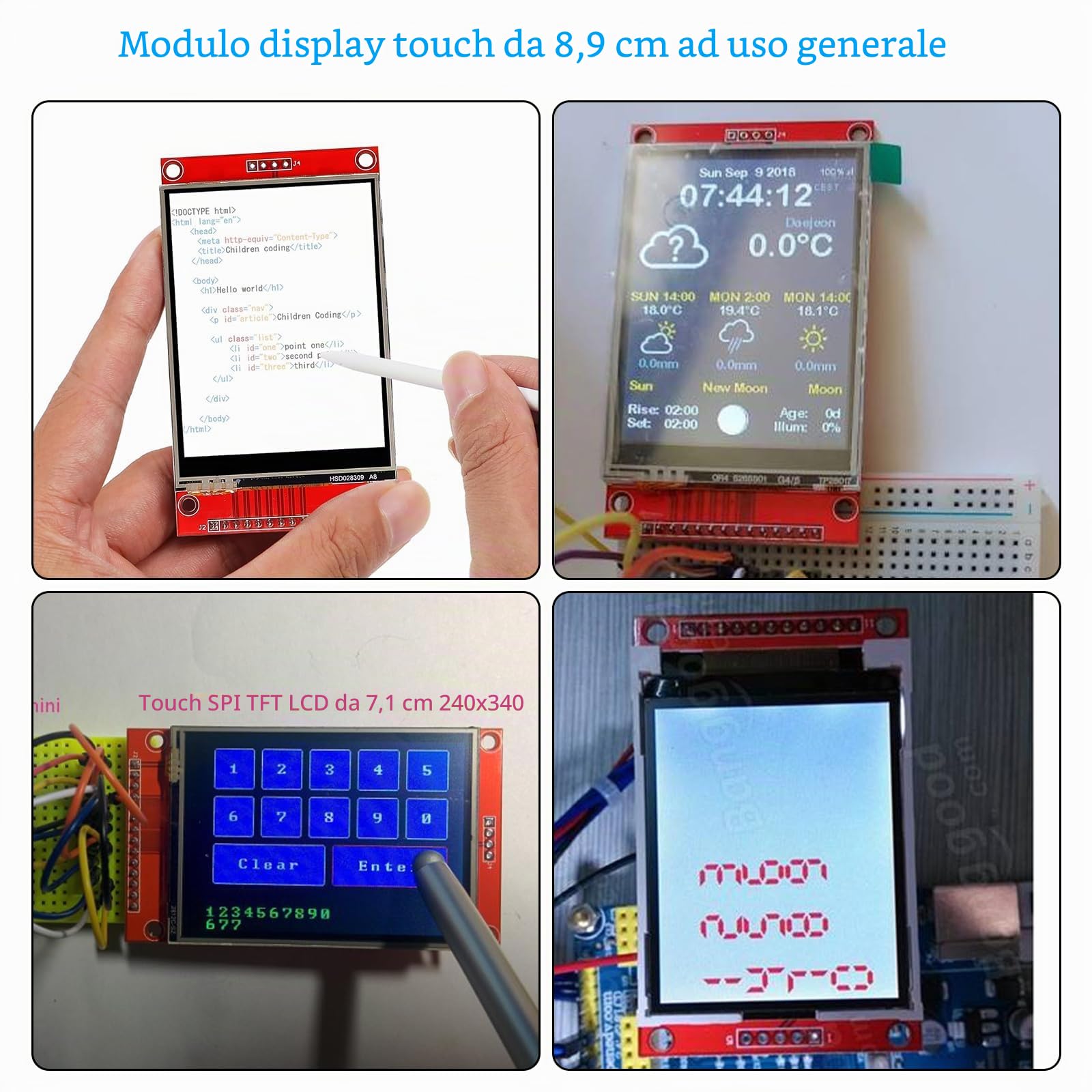 3.5" LCD TFT SPI Touch Display ILI9341 Chip Binghe 3.5" LCD Display Touch Module con Penna a contatto 320 X 480 Risoluzione Driver ILI9341 4-Wire SPI Compatibile con Arduino