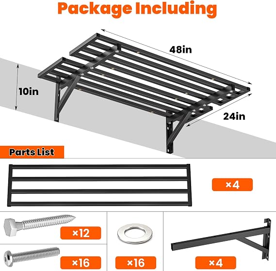 Ultrawall Heavy Duty Garage Shelves, 2 x 4 ft Wall Mounted Storage Shelves