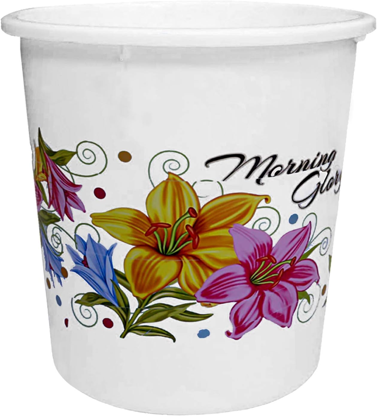 Kuber Industries Flower Print Plastic Garbage Waste Dustbin/Recycling Bin for Home, Office, Factory, 7 Liters (White)-KUBMART10894