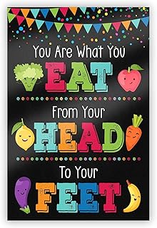 SHJDABA School Health Poster, Cafeteria Poster, Printable, Lunchroom School Sign, Cafeteria Wall Art, You Are What You Eat Metal Tin Sign Living Room Aesthetic 8x12 inch