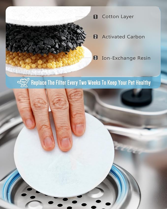 Fuente de Agua para Perros y Gatos Acero Inoxidable 7L, Silenciosa miniatura 7