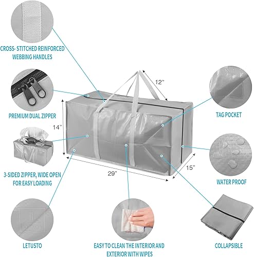 Miniatura 3 de Bolsas de mudanza extra grandes resistentes con asas extra largas, incluye correas de mochila, fácil almacenamiento para ahorrar espacio (juego de
