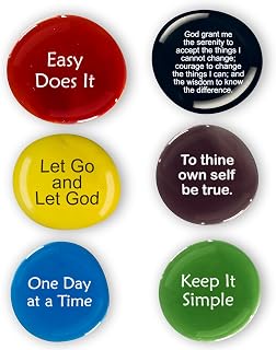 Lifeforce Glass Recovery Stones, 6 Daily Reminders for Encouragement in Sobriety on Glass Stones, in a Deluxe Gift Box. Perfect for 12 Step Set I.