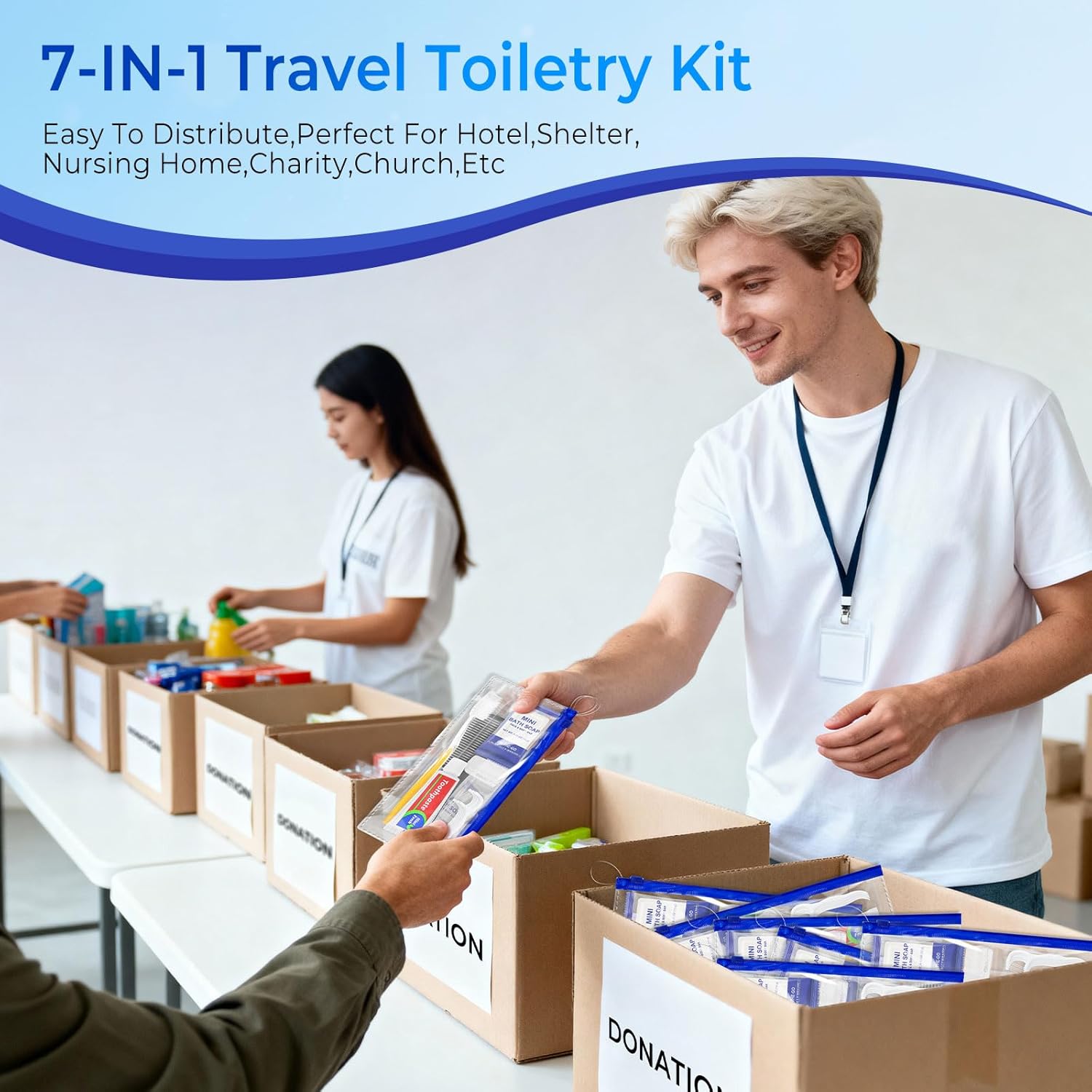 50 Sets Personal Hygiene Kit Bulk,Yellow Travel Size Basic Toiletry Supplies Disposable Toothbrushes with Toothpaste Floss Comb Soap Cover Set for Homeless,Guests,Church