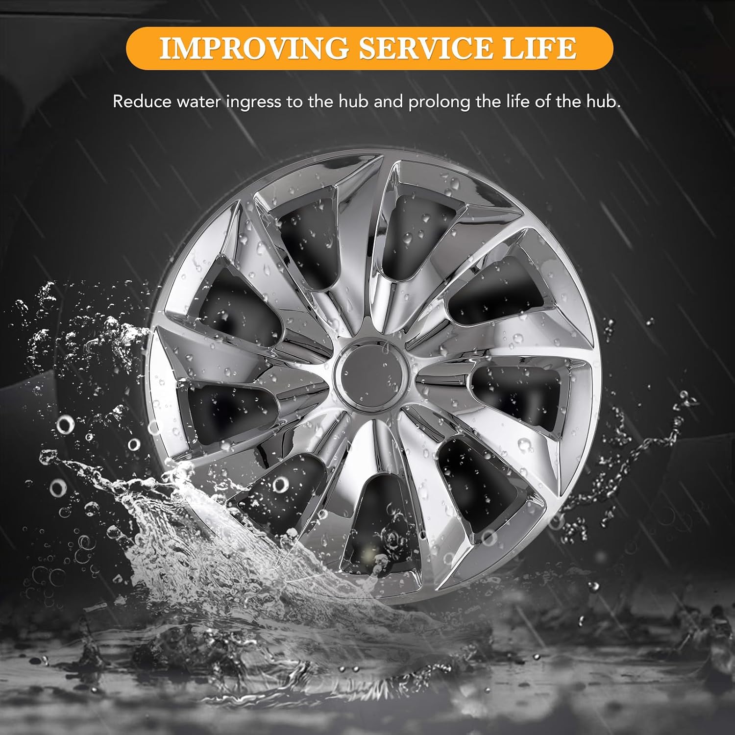 16" Premium Universal Wheel Rim Covers – Set of 4 Chrome Hubcaps,ABS&PC Material Hub Protection Accessory,Snap-on Replacement Caps for Car,Pickup Truck,SUV - 16 Inch Chrome