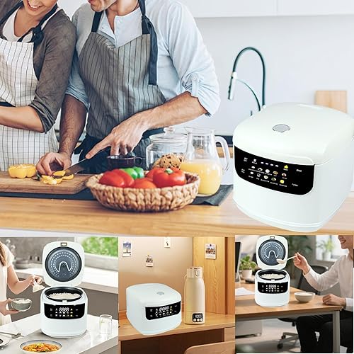 Miniatura 6 de Mini olla arrocera portátil de 2 litros, 5 tazas cocidas3 tazas sin cocinar, arrocera antiadherente de 400 W, 24 horas de retraso, 10 funciones,
