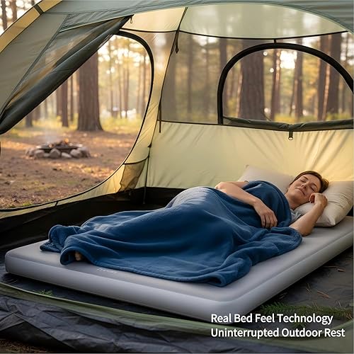 Miniatura 2 de Freein Colchón de aire de campamento de punto caído de 4 pulgadas, colchoneta inflable ultraligera con soporte firme de 7 PSI, inflado rápido de 2 a