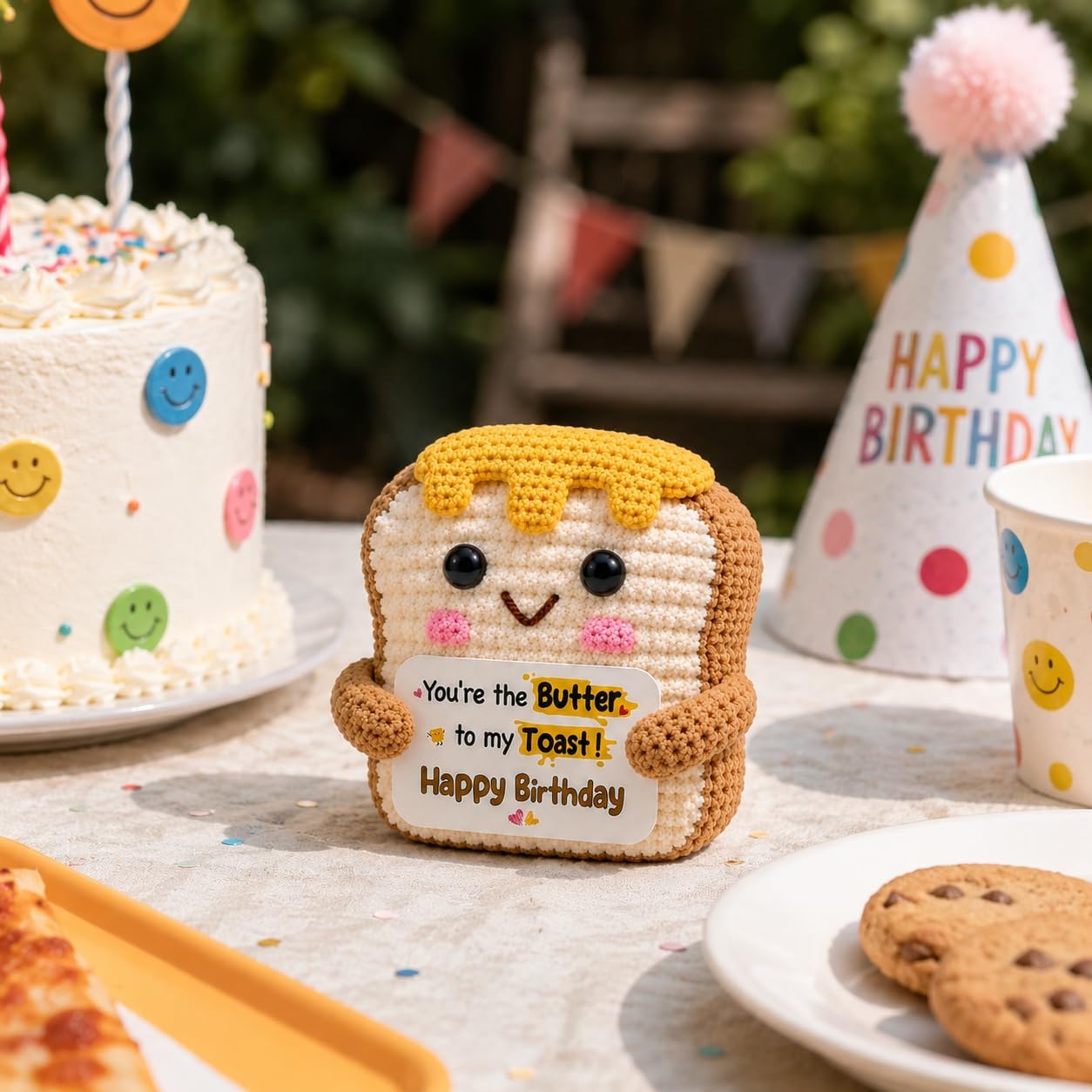 Birthday Gifts for Women Bestie Sister Mom - Cute Toast Crochet as Sweet Gift for Wife Husband Friends, Soft Wool Crochet for Desk Decor, Birthday Gift for Him Her Boyfriend Girlfriend