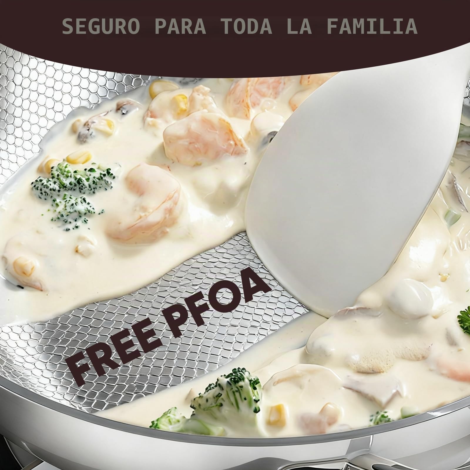 Sartén de titanio con tapa, sartenes de titanio con patrón martillado para cocinar, resistente a los arañazos, antiadherente, sartén de titanio Pro Inducción, para cocina y camping (28cm)