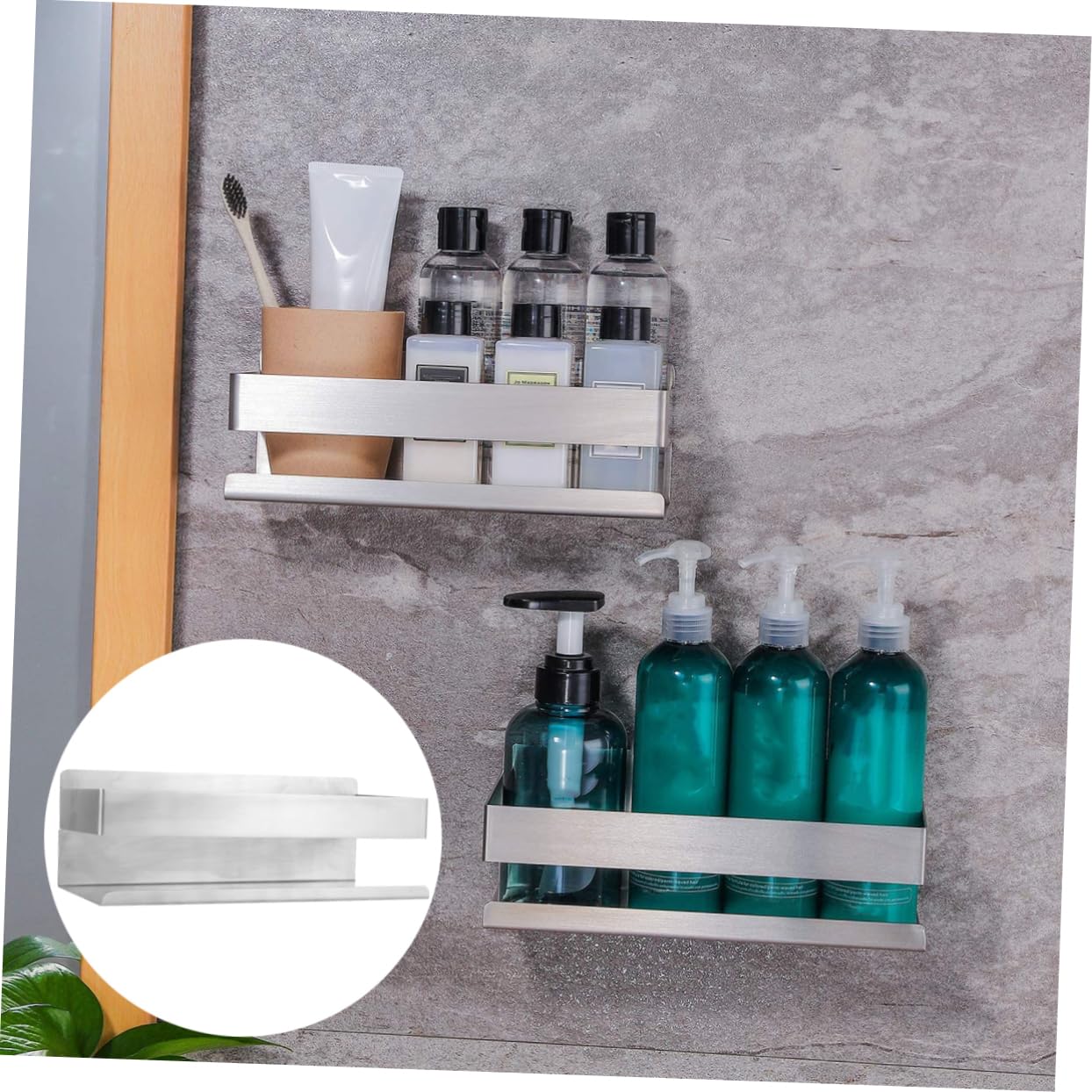 Happyyami 1pezzi Mensola Per Doccia in Acciaio Inossidabile Supporto Portaoggetti Parete Ripiano Traspirante Facile Da Design Recinzione Alta Per Evitare Cadute Installazione Semplice e