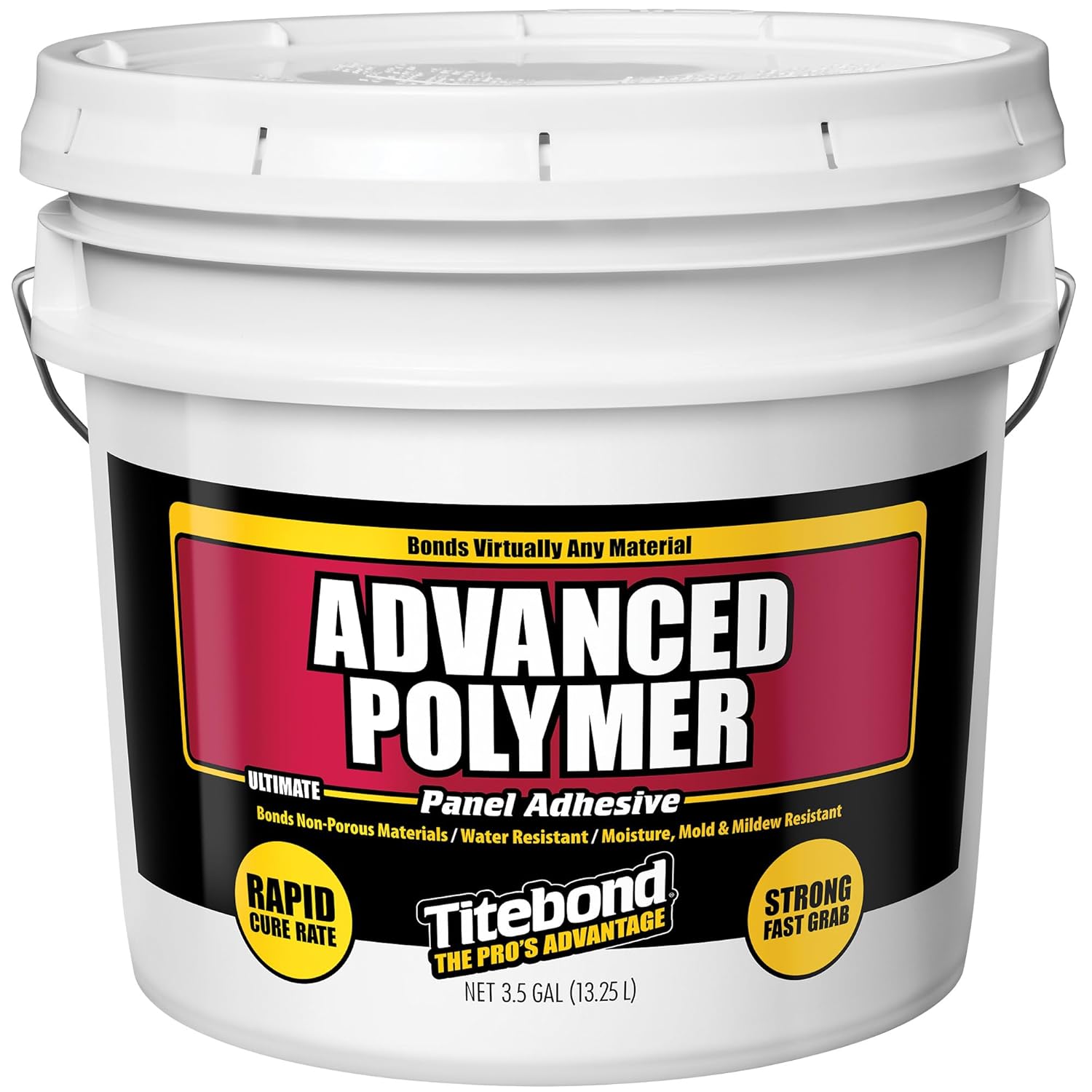Titebond Ultimate Advanced Polymer Panel Adhesive, 3.5 Gallon Pail – Bonds FRP, Wood, Laminate, PVC, Foamboard, Metal & Non-Porous Surfaces, VOC-Compliant, NFPA Class A Fire Rated – 4319