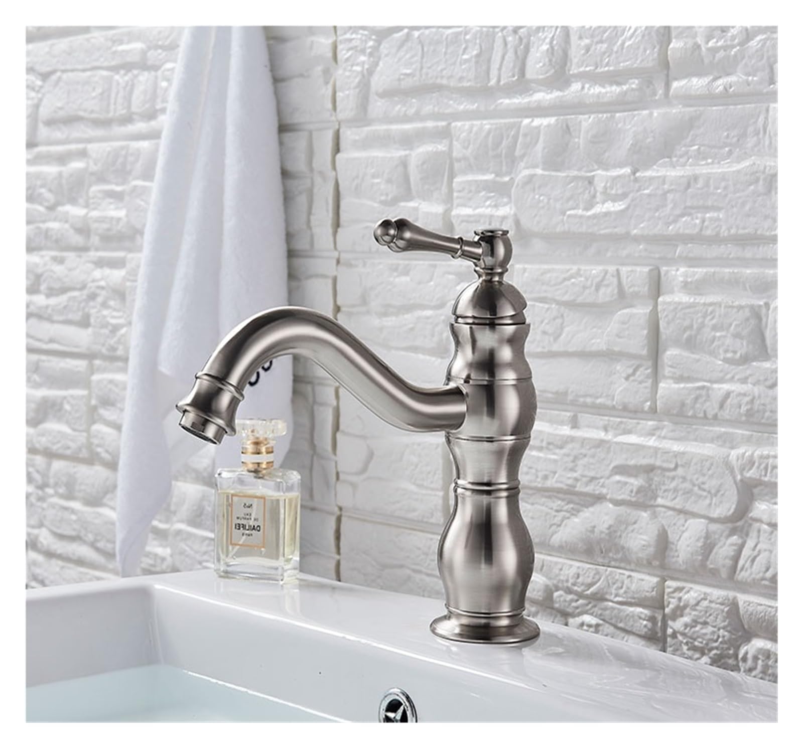 Mitigeur de lavabo Dong nickel brossé avec bec pivotant pour robinetterie de salle de bain