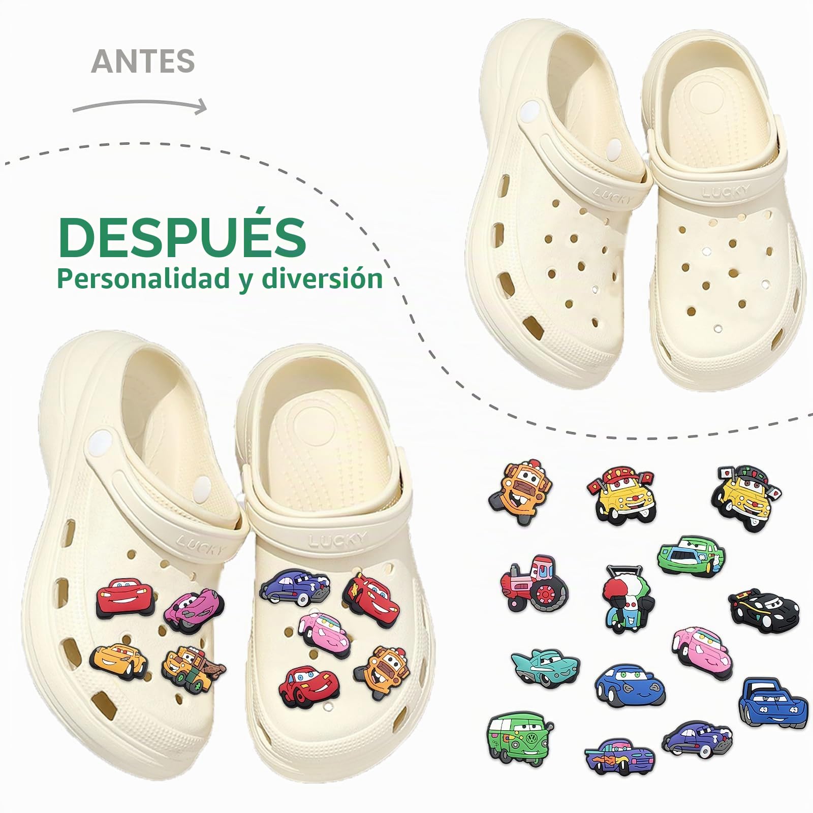 PANYI 30 Pines Croc de Zapatos para Automóviles Adornos de Dibujos Animados