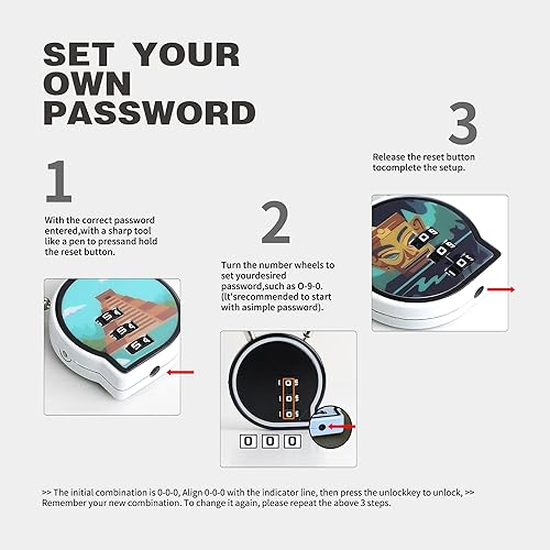 Miniatura 5 de Cerradura de combinación de 3 dígitos, cerradura de cable combinada con código, combinación de candado pequeño con cable, para equipaje, maleta,