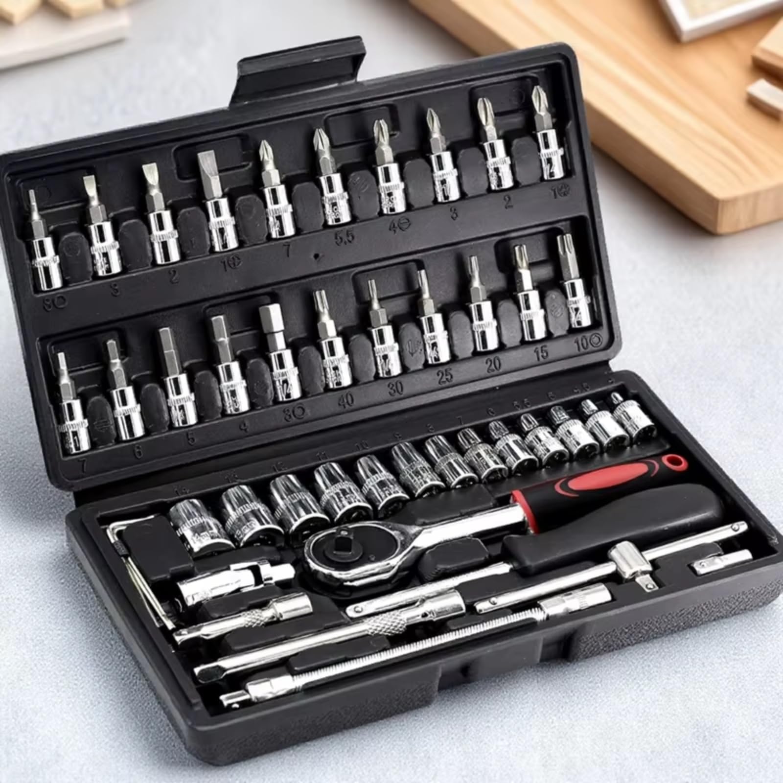 Maletín herramientas multiusos Juego 46 Uds Herramientas Llave Trinquete Para Reparación Automóviles Kit Herramienta Combinada Para Mantenimiento De Automóviles Herramientas Manuales