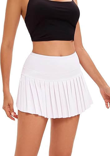 Miniatura 2 de Yknktstc Falda plisada de tenis para mujer con pantalones cortos, falda de golf de cintura alta, falda deportiva mini con bolsillos