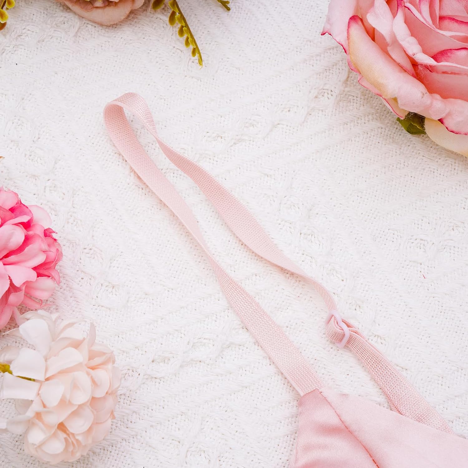 100% Women's Silk Satin Triangle Bralette Soft Cup Wireless Bra with Removable Pad (4 Packs, Black-White-Red-Pink) - Image 3