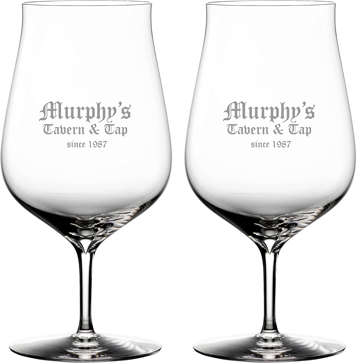 Waterford Personalized Elegance Hybrid Glasses, Set of 2 Custom Engraved Crystal Tulip Glasses with Stems for Beer, Wine, Cocktails, Whiskey, Brandy