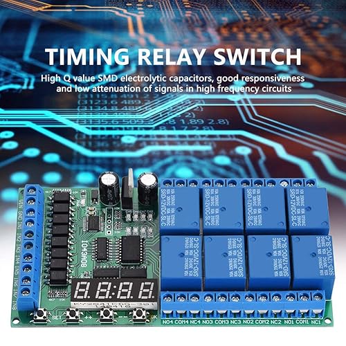 Miniatura 9 de Relé de tiempo multifunción, relé de retardo de retardo de tiempo Junta DC 12V 8CH LED Multifunción Digital Delay Ciclo de Tiempo Temporización Relé